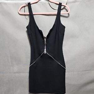 Zara Black Mini Dress with Zipper Detail